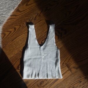 Brandy Melville Heather Gray Ribbed V-Cut Crop Tank